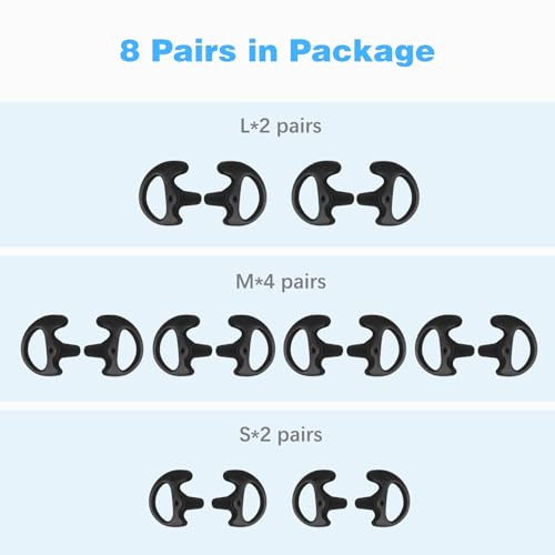 8-Pair Two Way Radio Ear Mold Replacement Soft, Pro-Grade Covert Surveillance Earbud, Silicon Earmold Earplug Compatible with Acoustic Coil Tube Earpiece(16pcs) Black - color: Black