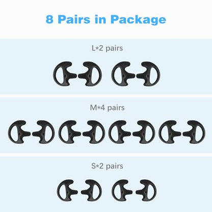 8-Pair Two Way Radio Ear Mold Replacement Soft, Pro-Grade Covert Surveillance Earbud, Silicon Earmold Earplug Compatible with Acoustic Coil Tube Earpiece(16pcs) Black - color: Black