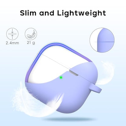 RFUNGUANGO for AirPods 4 Case, Lilac | Cleaner Kit, Carabiner, Soft Silicone Protective Cover, Wireless Charging Compatible - color: B-Lilac, size: AirPods 4 Case