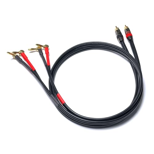WJSTN RCA Male to Banana Plug Audio Cable, Premium Stereo Audio Cord for Amplifiers, Speakers, Home Theater, Hi-Fi Systems - Gold-Plated Connectors 2Pack (RCA to Right Angle Banana Plug 3FT) - size: RCA to right angle banana plug 3FT