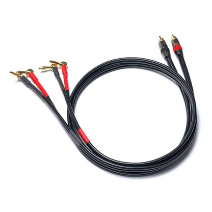WJSTN RCA Male to Banana Plug Audio Cable, Premium Stereo Audio Cord for Amplifiers, Speakers, Home Theater, Hi-Fi Systems - Gold-Plated Connectors 2Pack (RCA to Right Angle Banana Plug 3FT) - size: RCA to right angle banana plug 3FT