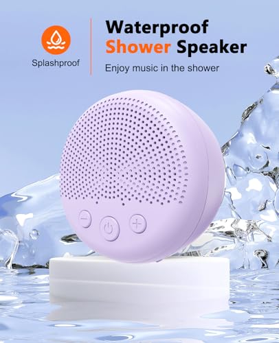 LENRUE Shower Speaker, Bluetooth Waterproof Speaker Wireless, Portable Speaker with Clear Loud Sound, Suction Cup, Lanyard, Ideas Gifts - color: Purple