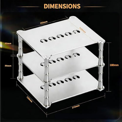 HiFi Audio Rack - 3 Tier Mini Desktop Component Rack with Vented Holes, Aluminum Alloy for DAC Amplifiers and Audio Equipment
