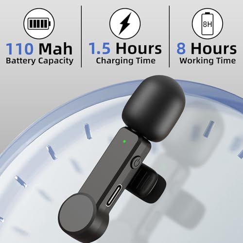 NPTCL Wireless Mini Lavalier Microphone for iPhone Android Video Recording | Noise Cancelling Mini Mic, 75ft Transmission, 8 Hour Battery Life for Content Creator, Vlogger, Youtuber, Podcaster - style: 03 iPhone & Android