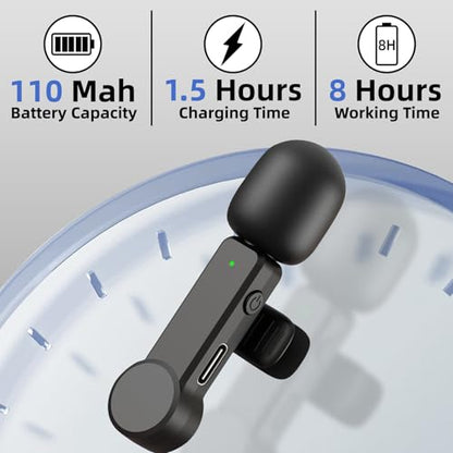 NPTCL Wireless Mini Lavalier Microphone for iPhone Android Video Recording | Noise Cancelling Mini Mic, 75ft Transmission, 8 Hour Battery Life for Content Creator, Vlogger, Youtuber, Podcaster - style: 03 iPhone & Android