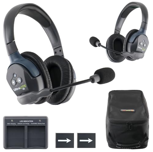 EARTEC UL2D Ultralite HD Wireless Intercom Headset System, 2-Person Full Duplex Communication, Dual Ear, Up to 1000ft Range — Professional-Grade, U.S. Company - size: 2 Users