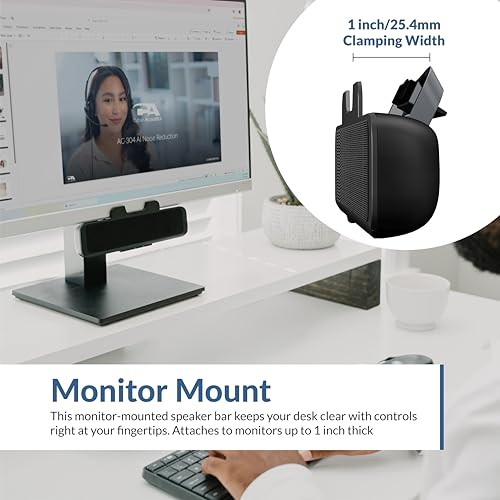 Cyber Acoustics CA-2890 USB Speaker Bar – USB Powered Stereo Desktop Computer Speakers for PC, Clip-On Monitor Mount Design, On-Speaker Controls - style: USB-No Mic