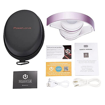 PowerLocus Wireless Bluetooth Over-Ear Stereo Foldable Headphones, Wired Headsets Rechargeable with Built-in Microphone for iPhone, Samsung, LG, iPad (Purple/White) - color: Purple/White