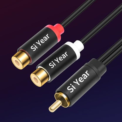 RCA Splitter 1Male 2 Female 2Pack, Phono RCA Male to Dual Female Gold Plated Adapter, Stereo Audio Y Splitter Cable (20cm/2pcs) - color: RCAM-2RCAF-2PCS