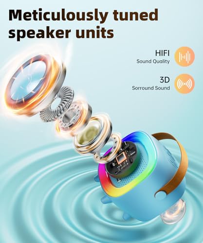 Kids Karaoke Machine Toy Ages 3-12, Mini 2 Wireless Mics Bluetooth Speaker | LED Party Lights, Voice Changer, Duets, BT 5.3, Rechargeable Portable, Christmas Birthday Gifts for Toddler Boys & Girls - color: Blue - 2 Mics