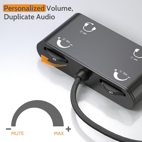 Cubilux Headphone Splitter with Volume Control, 3.5mm Dual Earphones Connector, 1/8 Double Audio Jack Adapter for 2 People, Music Share Adapter for Plane, Train Travel - style: 3.5mm