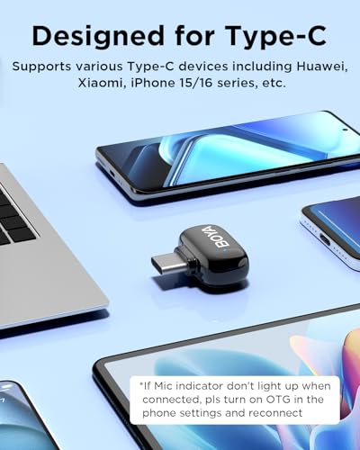 BOYA Mini USB-C Wireless Lavalier Microphone for Andriod iPhone 16/15, Ultra Mini Lapel Mics with AI Voice Switching, Noise Reduction and Charging Case, Metal Clip for TikTok Content Creators - style: USB-C(2TX+RXU+CC)