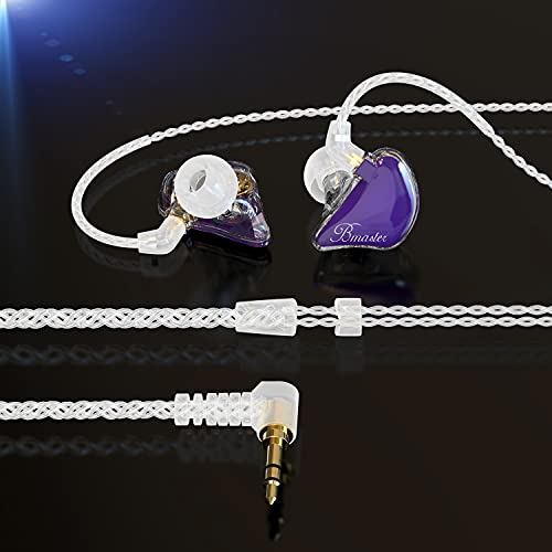 BASN Bmaster Triple Drivers in Ear Monitor Headphone with Two Detachable Cables Fit in Ear Suitable for Audio Engineer, Musician (Purple) - color: Purple