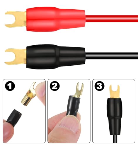 8Pcs 4 Gauge Wire Connectors, O Ring & Y Fork Strip Terminal Fork Adapters | 4 Gauge Wire Terminals, Spade Connectors, Crimp Barrier for Car Audio Speaker Wire Cable