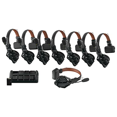 Hollyland Solidcom C1 Pro Wireless Intercom Headset System ENC Noise Cancellation Full Duplex 8-Person 1100ft Team Communication with PTT Mute Single Ear Headset for Church Drone TV Film Production - size: 8 Set Single Ear