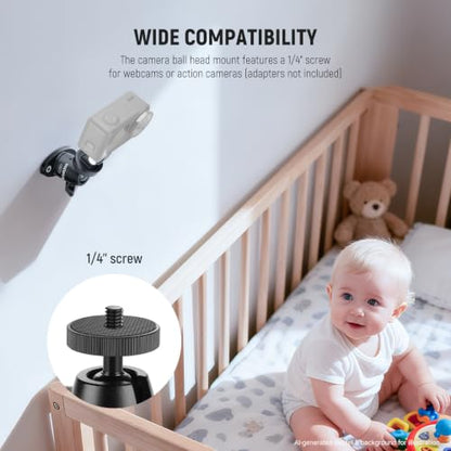 NEEWER Webcam Wall Ceiling Mount Bracket, Aluminum Alloy Mini Ball Head & 1/4" Screw for Photo Studio Photography Video Recording Action Camera Accessories, 360° Rotation & 90° Tilt, CA172 - style: CA172