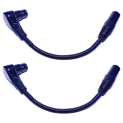 CNCESS Right Angle Female XLR to Straight Male XLR Cable, 2 Pack | 3-Pin to 3-Pin, Plug Cable