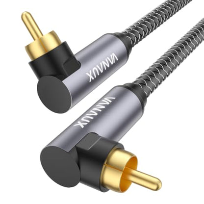 VANAUX 90 Degree RCA Cable,Right Angle Subwoofer Cable,Digital Coaxial Audio Cord,Nylon Braided,Gold-Plated,Male to Male for Hi-Fi Systems,HDTV,Sound Bar,PS4 (Double 90°, 10ft/3m) - size: 10 ft, style: Double 90°