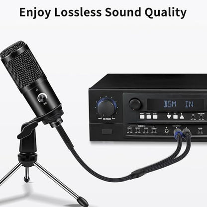 3.5mm 1/8 TRS to Dual 6.35mm 1/4 TS Mono Breakout Cable Y Splitter Stereo Cord Adapter Compatible with iPhone, iPod, Computer Sound Card, CD Player, Multimedia Speaker, Home Stereo System-6.6FT - size: 6.6FT
