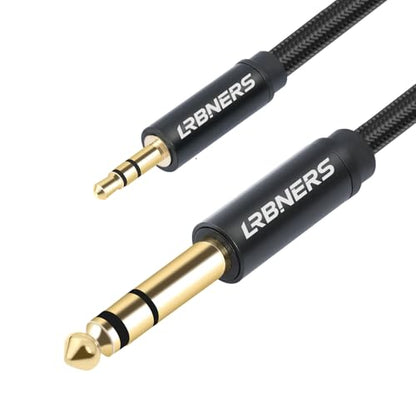 6.6FT 3.5mm Male to 6.35mm Male TRS Stereo Audio Cable, Black Spray-Paint Shell, 1/4 Inch to 1/8 Inch Jack Converter Braided Cable for Headphones, Instruments, Speakers 2-Pack - color: 6.6FT - 2Pack