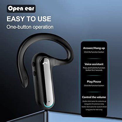 Open Ear Headphones Bluetooth Earpiece 5.2 with Dual Microphone Noice Cancelling Trucker Bluetooth Headset Wireless Single Ear Phone Ear Piece for Cell Phone Office Business Driver No In-ear Earphones