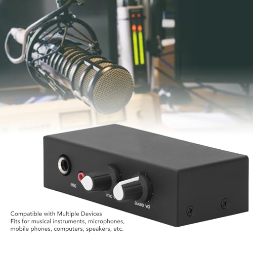 Stereo Sound Preamplifier, Professional Mic Headphone Amp Phono Turntable Phonograph Preamp with Independent Volume Control for Home Studio and Desktop Audio Systems Black