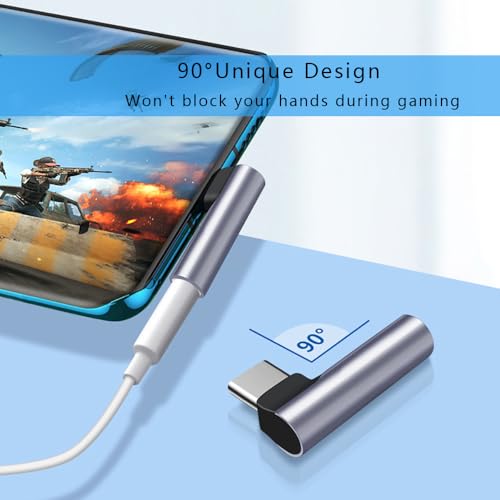 3Packs USB C to 3.5mm Female Headphone Jack Audio Adapter, USB C to Aux Audio Dongle Cable Cord DAC Converter Right Angle,Compatible with i16 Pro Max/15, iPad,Laptop Tablet,3.5mm to USB c