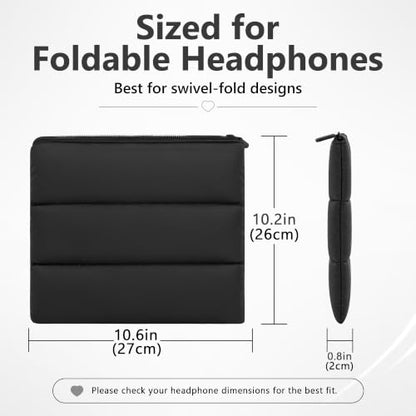Geekria NOVA Headphones Puffy Pouch, Compatible with Bose QC Ultra/45, JBL Tune 710BT, Sony WH-CH720N, Headset Carrying Bag, Soft Travel Pouch Case for Over-Ear Headphones (Black) - color: Black