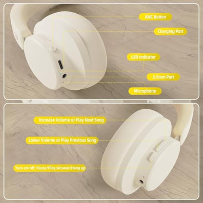 ATTACK SHARK G500 Wireless Over-Ear Noise Canceling Gaming Headphones-Beige