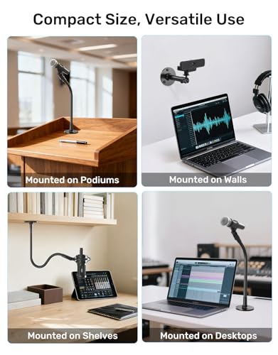 Mic Flange Mount with Pad for Podium/Table/Wall/Ceiling, 5/8 Thread, 2-Pack | With 5/8-3/8 Adapter, Durable Metal, Compact Design, Wall/Ceiling/Table Mount for Podium Gooseneck Mic Stand, Studio, DIY - size: 2 Pcs