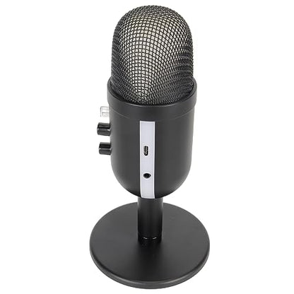 Kikumi USB Microphone, Plug and Play Rotatable with Noise Cancelling Gain Control Computer Microphone Output Headphones for Live Streaming