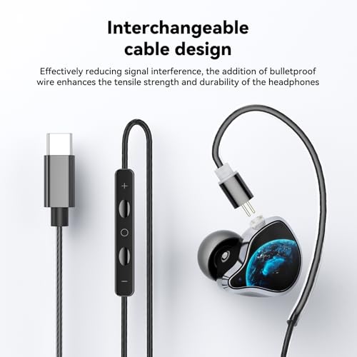 NE81 In-Ear Monitor Headphones, 3 in 1 Wired Gaming Earbuds with Detachable Cable, Switch to Wireless Bluetooth Earbuds in a Second, Hi-Fi In-Ear Headphones for Singers, Musicians, Drummers and DJ