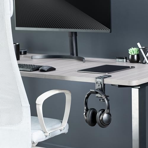 VIVO Black Clamp-on Hook for Desktop and Desk Leg Mounting, Mount-HLC1 | Steel Clip Holder for Office Accessories, Hanger for Bags, Headphones, and More, Workstation Organizer