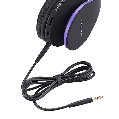 PowerLocus Wireless Bluetooth Over-Ear Stereo Foldable Headphones, Wired Headsets Rechargeable with Built-in Microphone for iPhone, Samsung, LG, iPad (Purple) - color: Purple
