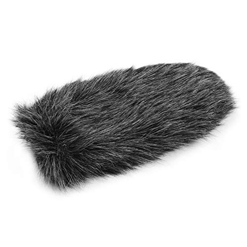 aqxreight Furry windscreen, microphone windshield cover muff for on camera mic, with 2.2cm mounting hole, compatible with VideoMicro MM1, reduces wind noise indoor outdoor (Large) - size: Large
