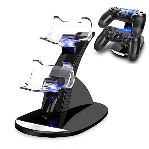 VSEER Dual Shock PS4 Charging Station - Twin Charge Docking Station Stand Charger for PS4/Pro/Slim Controllers, Black