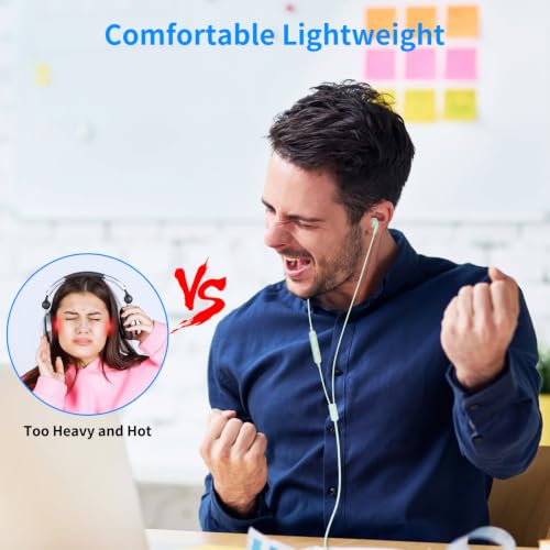 USB Earbuds for PC,Headphones with Microphone for Computer,Green - color: Green