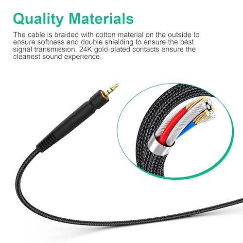 GSP 600 Replacement Cable Compatible with Sennheiser Game Zero, Game One, PC 373D, GSP 350, GSP 500, GSP 600, GSP 670, G4ME One Gaming Headset, 6.56ft