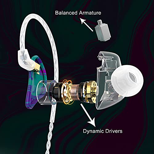 BASN MMCX in Ear Monitor,Triple Driver Musician IEM Headphone,Purple Aurora - color: Purple Aurora