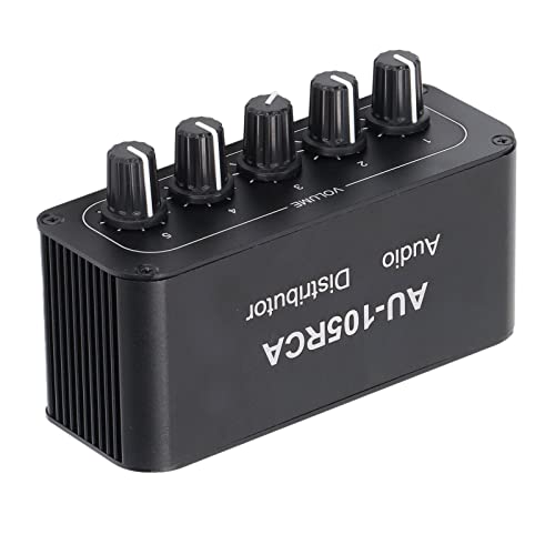 5-Way Stereo L/R Sound Channel Bi-Directional Audio Switcher with Aluminum Alloy Housing, High Fidelity Audio Switch Splitter for Multimedia, Compatible with DVD, MP3, TV, Speakers, Headphones