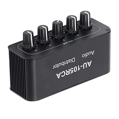 5-Way Stereo L/R Sound Channel Bi-Directional Audio Switcher with Aluminum Alloy Housing, High Fidelity Audio Switch Splitter for Multimedia, Compatible with DVD, MP3, TV, Speakers, Headphones