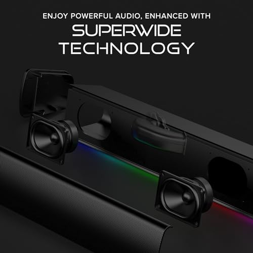 Creative Sound Blaster GS3 Compact RGB Gaming Soundbar, Superwide, White | RGB Gaming Soundbar, Bluetooth, USB-C, Under Monitor, PC, Console, Compact Design, White - color: White