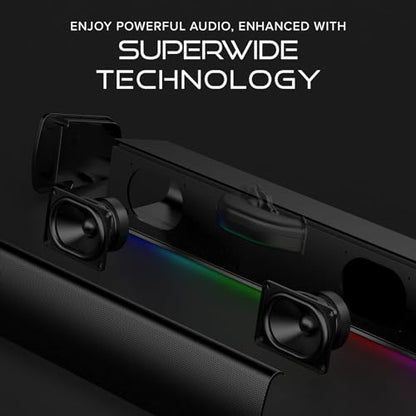 Creative Sound Blaster GS3 Compact RGB Gaming Soundbar, Superwide, White | RGB Gaming Soundbar, Bluetooth, USB-C, Under Monitor, PC, Console, Compact Design, White - color: White