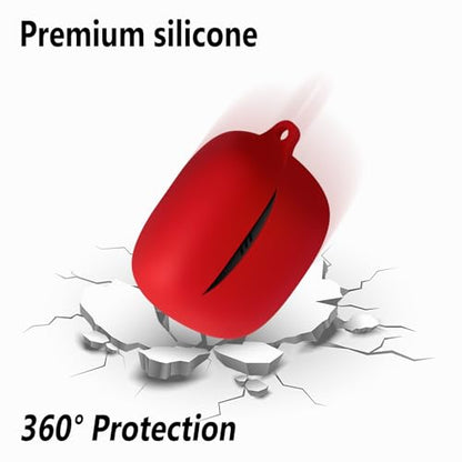 Geiomoo Silicone Case for JBL Tune Buds 2, Soft Flexible Scratch Resistant Protective Cover with Carabiner (Red) - color: Red