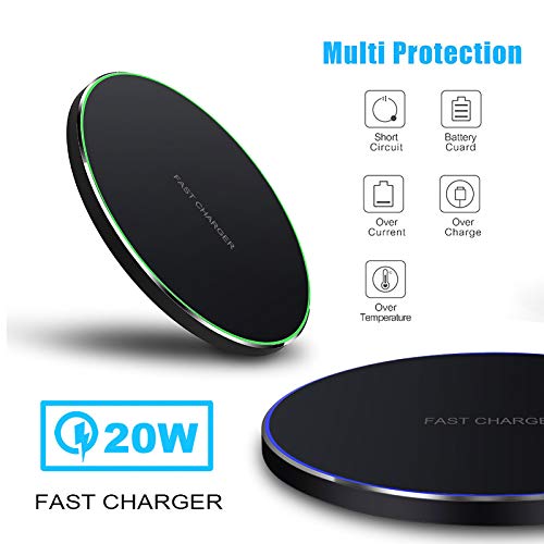 20W Fast Wireless Charger Pad,USB-C Wireless Phone Charging Station | Metal Frame Design,[20W SUPER Fast Charging] Wide Compatible with iPhone 17-11/Airpods,Samsung Galaxy/Buds,LG/Pixel -Black - color: Black
