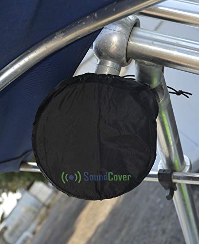 Marine Wakeboard Tower Speaker Covers for 4” & 5” Round Speakers – 210T Polyester with Silver UV Coating – Water-Resistant, Double-Stitched with Drawcord & Fastener – Small Size (Set of 2) - size: Small