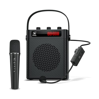 Voice Amplifier Wireless Microphone/Handheld Mic with 4 Sound Effects S95 | Rechargeable Portable Microphone and Speaker Set Wireless karaoke System, Personal Sound Amplifier for Teachers Speaking