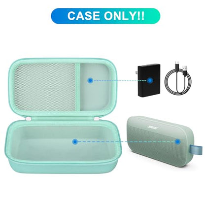 BOVKE Hard Travel Speaker Case for Bose New SoundLink Flex Speaker (2nd Gen) / Bose SoundLink Flex Bluetooth Portable Speaker, Mesh Pocket for Bose Speaker Charger, Charging Cables, Alpine Sage - color: Alpine Sage