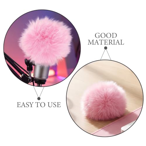 Operitacx 4pcs Furry Lapel Microphone Windscreen - Noise Reduction Wind Muff for Mini Clip-On Lavalier Mic - Compact Pink Microphone Wind Cover for Video Production