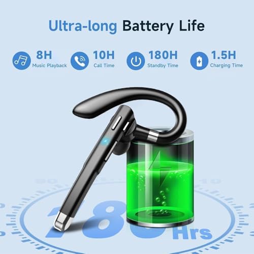 Hsility Bluetooth Headset with USB Type C 270 Degrees Rotatable Microphone for Truck Driver Bussiness and Travel